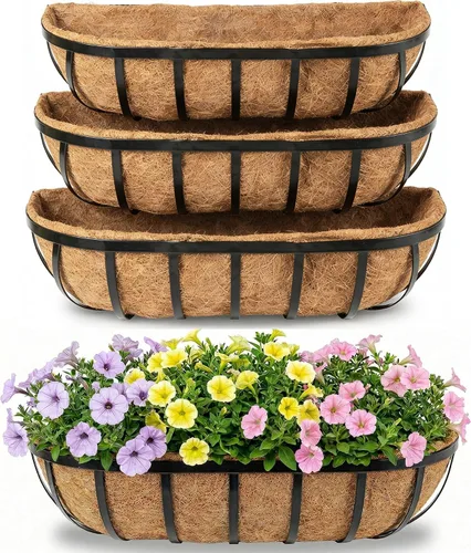 Vista 17 de HFHOME Paquete de 2 macetas de barandilla de 24 pulgadas, macetas de ventana resistentes, macetas ajustables para balcón para colgar barandillas