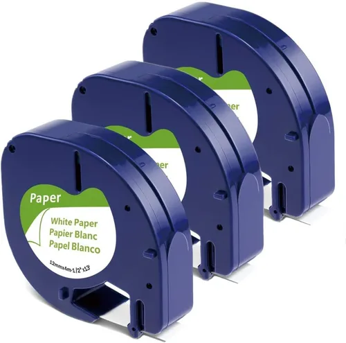 Vista 12 de 5-PK Black Label Tape Replace for Dymo Letratag Refills White on Black 12mm