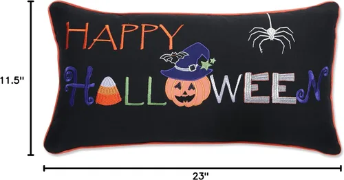 Vista 6 de Pillow Perfect Almohada lumbar de Halloween para interiores, 11.5 x 23 pulgadas, color negro