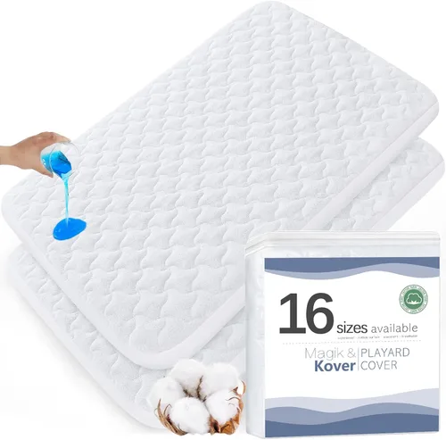 Vista 8 de Funda impermeable para colchón de moisés de 13 x 30 pulgadas, apta para moisés UPPAbaby Protector de colchón acolchado para moisés, 2
