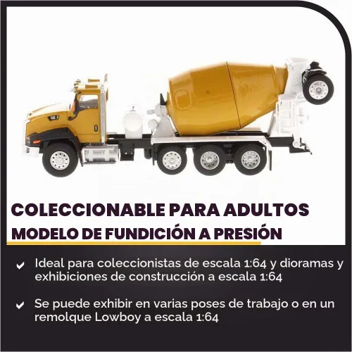 Vista 3 de Mezclador de hormigón Caterpillar CT660 McNeilus Bridgemaster 1:64 Diecast Masters - 85632 - Juega y colecciona