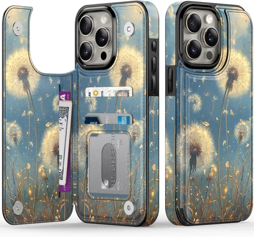 Vista 44 de FUNMIKO Funda tipo cartera para iPhone 15 con tarjetero + clip para efectivo, bloqueo RFID, protección contra caídas de grado militar y obras