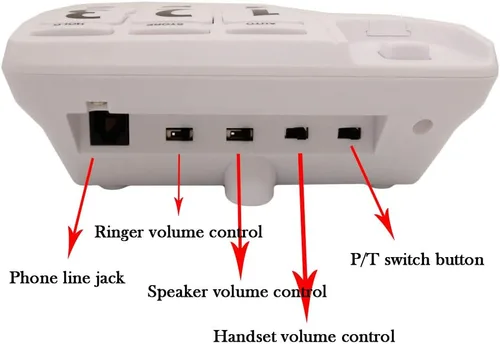 Vista 5 de J-P02 - Teléfono amplificado con botón grande para personas con discapacidad auditiva, teléfono fijo para personas mayores, teléfono para personas