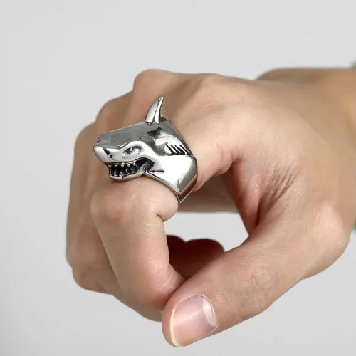 Vista 7 de U7 Anillo de pulgar para motociclista, tamaño 7-14, anillos de animales punk personalizados de acero inoxidable para hombres y mujeres, anillos