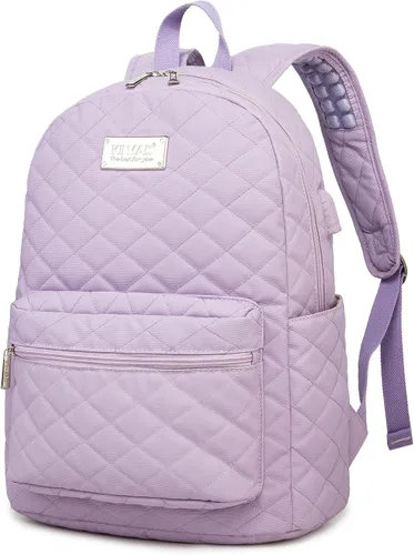 Vista 10 de Kinmac Mochila resistente al agua para laptop con puerto de carga USB para laptop de hasta 15.6 pulgadas (bordado)
