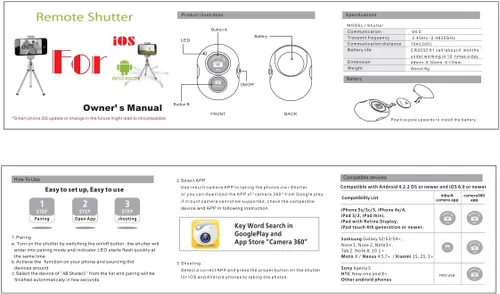 Vista 8 de Ruittos Adaptador de montaje de trípode para teléfono con control remoto de cámara, clip de soporte para teléfono celular con abrazadera ajustable