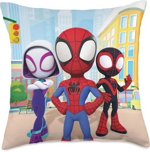 Vista 5 de Marvel Amazing Friends Spidey Team Group - Almohada de 16.0 x 16.0 in, multicolor