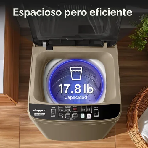 Vista 5 de Anypro - Lavadora portátil de 17.8LBS, lavadora y secadora compacta con 10 programas y 8 niveles de agua, ideal para apartamento, RV, dormitorio