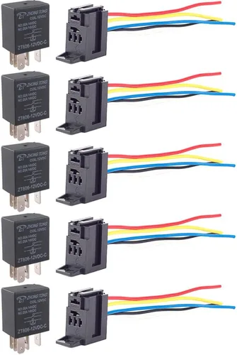 Vista 10 de Cable conector para relé de auto, de E Support, 12 V, 30 A, 40A, 60A, 80A SPST, SPDT 4 pines, 5 unidades Paquete de 5
