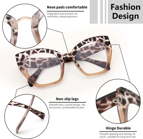 Vista 3 de FEISEDY Gafas de gran tamaño con bloqueo de luz azul retro Cateye para computadora para mujeres B4107