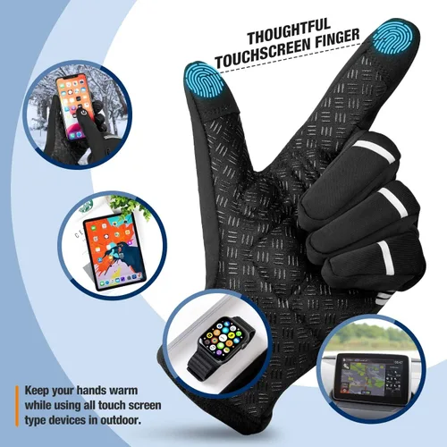 Vista 5 de Hikenture Guantes de ciclismo de invierno M y gorro de calavera gris para hombre y mujer