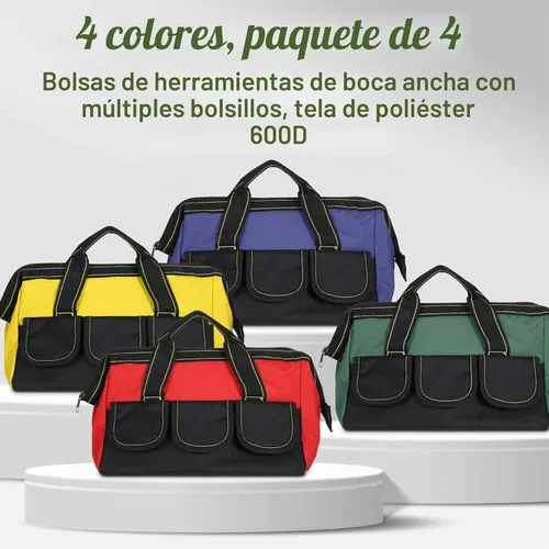 Vista 3 de 4 bolsas de herramientas para hombres y mujeres, bolsa de herramientas resistente con parte inferior dura impermeable, múltiples bolsillos