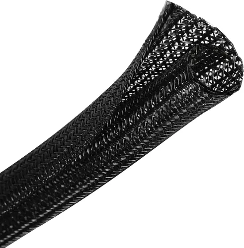Vista 9 de 10 pies - Funda trenzada para gestión de cables de 1/2 pulgada Protector de cable - Conducto de alambre dividido autoenvolvente para Beige
