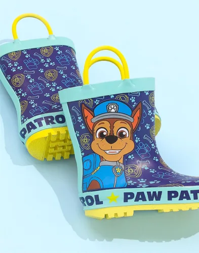 Vista 3 de Paw Patrol Botas de agua para niños Botas Wellington de lluvia azul para niños Chase Toddler zapatos resistentes al agua para caminar con asas