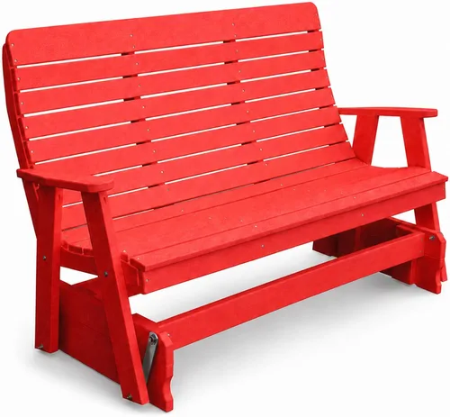 Vista 37 de Amish Made Antique Mahogany 4 ft Outdoor Glider Bench, HDPE Made in USA Fairfax Collection HDPE Poly Lumber Outdoor Glider Bench, All-Weather
