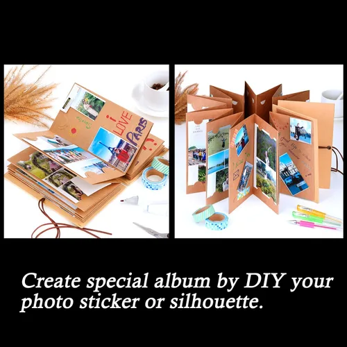 Vista 4 de Mudder Álbumes de recortes de tapa dura para fotos de 4 x 6 pulgadas, papel kraft hecho a mano para álbumes de recortes DIY, aniversario, cuaderno