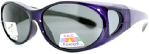 Vista 4 de The Overstock - Gafas de sol polarizadas para usar sobre gafas, Rojo Gris Púrpura - 77096, S