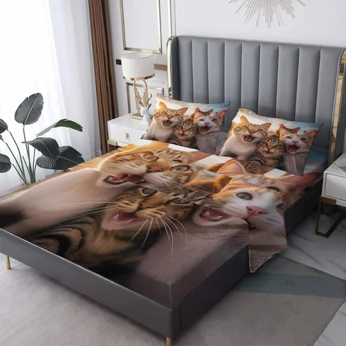 Vista 7 de Sábanas de bulldog francés tamaño King, sábanas de nube, sábanas y fundas de almohada estampadas de 4 piezas, sábana bajera ajustable de microfibra