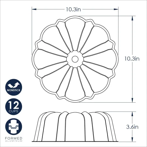 Vista 3 de Nordic Ware Treat Bundt Pan, 12 tazas