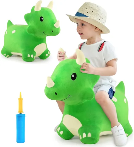 Vista 13 de Hopping Horse, iPlay, iLearn caballo saltarín, inflable, juguetes de felpa de caballo para cabalgar, con bomba (marrón)