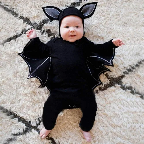 Vista 2 de Bokeley-Conjunto de ropa para bebé para niños niñas disfraz de Halloween disfraz de murciélago
