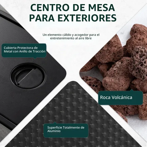 Vista 5 de Mesa para fogata de propano de 44 pulgadas, mesa rectangular de gas para exteriores de 50,000 BTU con tapa, cubierta impermeable, mesa rectangular