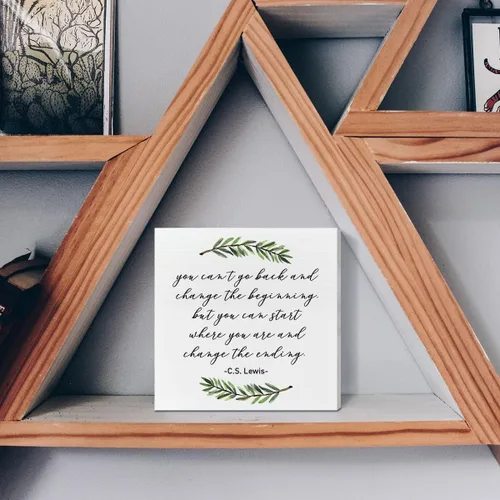 Vista 5 de Decoración de escritorio con citas inspiradoras, letrero de caja de madera B