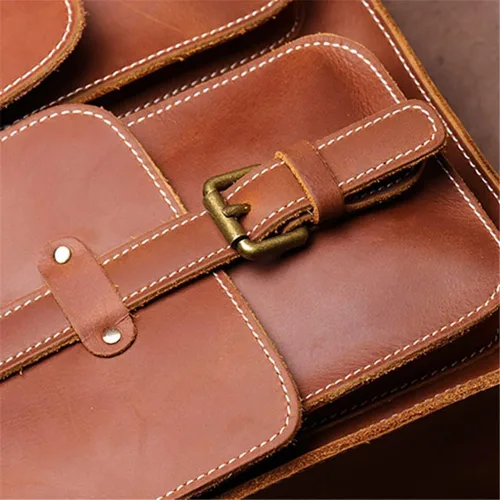 Vista 2 de ZSEDP - Bolso cruzado vintage para hombre, de cuero auténtico, casual, con hombro retro, para laptop de 12.9 pulgadas