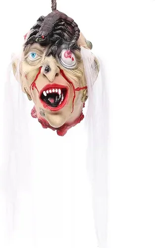 Vista 3 de Decoraciones colgantes de cabeza dividida para Halloween, cuerpo sangriento aterrador, cuerpo sangriento, tamaño real, real, accesorios de colgante