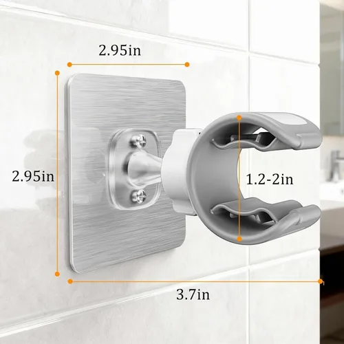 Vista 2 de Soporte de cabezal de ducha ajustable adhesivo y taladro 2 en 1 con giro de Blanco