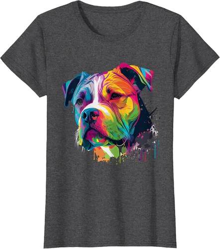 Vista 116 de Colorful American Bulldog American Bully Men Women T-Shirt Asphalt Grey