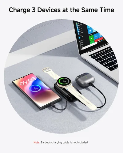 Vista 6 de Cargador de reloj portátil para Samsung Galaxy Watch8/8Classic/Ultra (2025)/7/Ultra/6/5, 6000 mAh reloj y cargador de teléfono para Samsung Galaxy