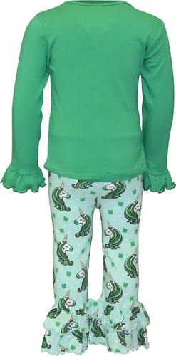 Vista 4 de Unique Baby Girls 2pc Matching Outfit For Every Holiday Ruffled Long Sleeve Legging Sets 2