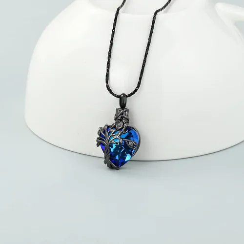 Vista 25 de Imrsanl Collar de urna de árbol de la vida con forma de corazón, joyería de cremación para hombres y mujeres, recuerdo, joyería conmemorativa
