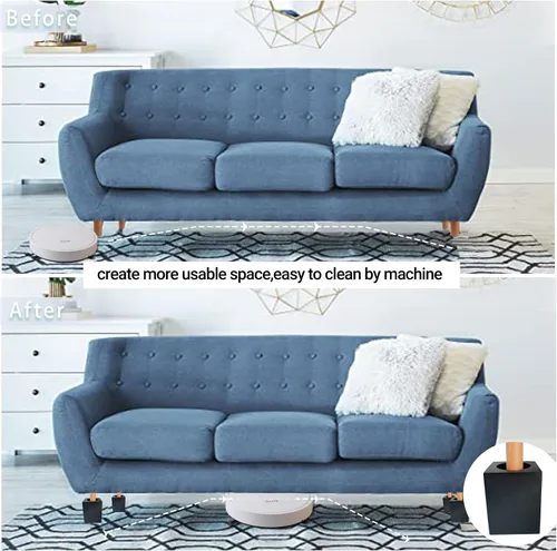 Vista 5 de Elevadores de madera para cama, elevadores para muebles, altura de 4.5 pulgadas, elevadores resistentes, color negro Paquete de 4 extensores