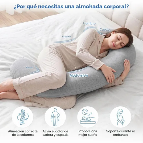 Vista 2 de SweetSlubr Almohada corporal, almohada de embarazo de espuma viscoelástica 35.4 x 9.8 pulgadas