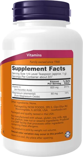 Vista 2 de NOW Suplementos, polvo de ascorbato de magnesio, tamponado, protección antioxidante*, 8 onzas