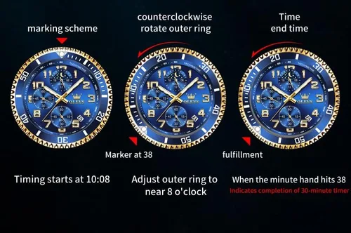 Vista 7 de OLEVS Reloj cronógrafo para hombre, vestido de lujo, acero inoxidable, impermeable, para hombre, fase lunar, calendario luminoso, de negocios