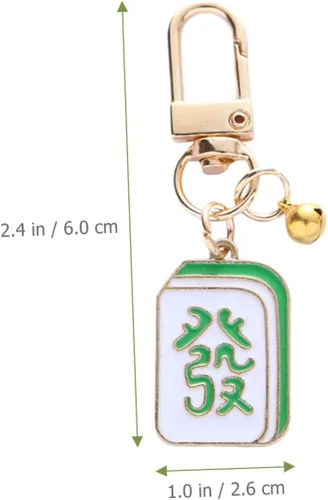 Vista 5 de SOIMISS Llavero Mahjong para decoración de dados, decoración de metal, llavero de Feng Shui, llavero de la suerte, colgante de Mahjong, llavero