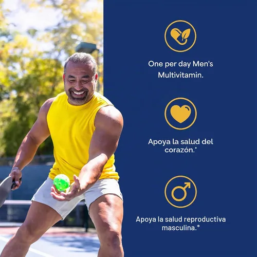 Vista 2 de Puritan's Pride One Daily Multivitamínico para hombre, suplemento dietético para apoyar la salud cardíaca y reproductiva masculina con vitamina A