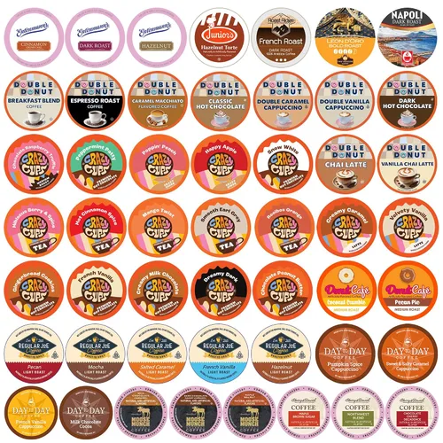Vista 11 de Crazy Cups Paquete variado de cápsulas de café descafeinado con sabor compatibles con cafeteras Keurig K Cup, 40 unidades, muestras de café