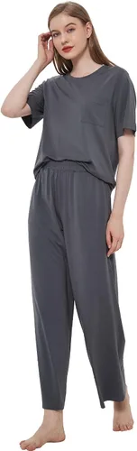 Vista 6 de GYS Conjunto de pijama de manga corta con cuello redondo y pantalones para mujer