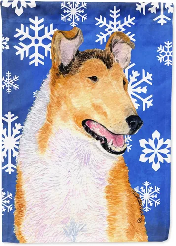 Vista 122 de Caroline's Treasures SC9374GF Bulldog English Snow flakes Holiday Garden Flag Buzón Bandera decorativa para patio exterior, patio, obras de arte