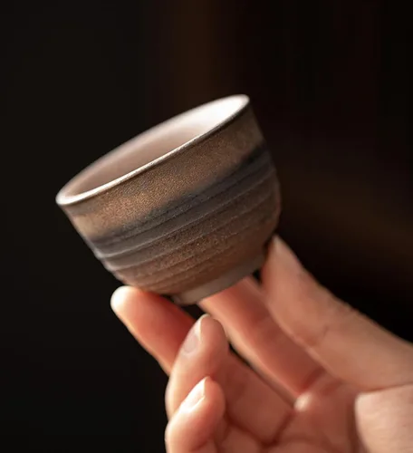 Vista 2 de Juego de 6 tazas de té de cerámica de arcilla pequeña hecha a mano, tradición asiática japonesa, estética, cerámica, porcelana, Chado Zen