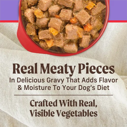 Vista 2 de Merrick - Puppy Plate - Comida húmeda para cachorros sin granos, receta con carne de res, 12.7 onzas (Paquete de 12 unidades)