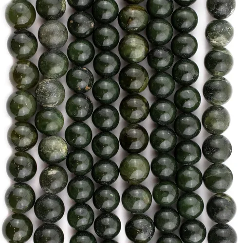 Vista 3 de TheBeadChest - Cuentas redondas de jade nefrita verde oscuro de 25/64 pulgadas (0.394 in), hebra de 16 pulgadas