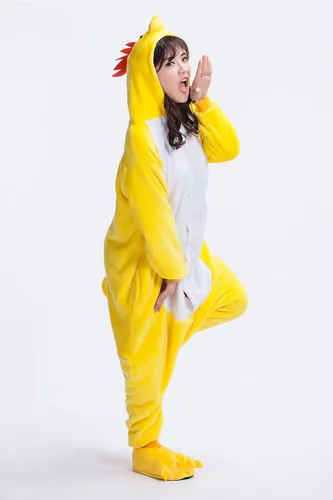 Vista 7 de Disfraz de animal Kigurumi de pollo para adultos, ropa para el hogar, ropa de descanso