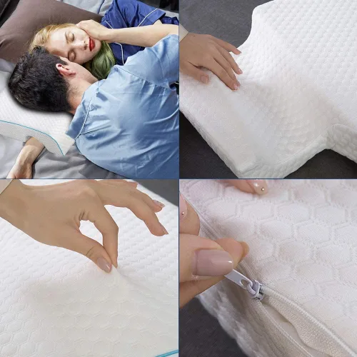 Vista 2 de JACKGOLD Almohada arqueada, almohada para parejas con rebote lento y espuma viscoelástica transpirable, almohada de sueño para parejas para manos