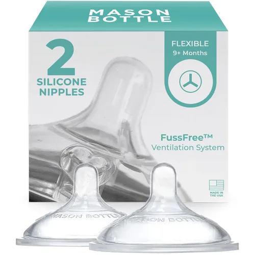 Vista 9 de Mason Bottle Tetinas de flujo medio (3 a 6 meses) – Tetinas de silicona para biberón, se adaptan a cualquier tarro Mason de boca regular