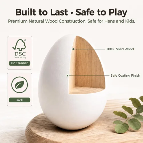 Vista 4 de SallyFashion Huevos falsos de madera para cajas de anidación, 9 huevos de Pascua blancos para manualidades, accesorios de cocina para niños pequeños
